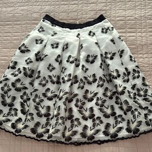 Talbots Black and White A-Line Pleated Skirt